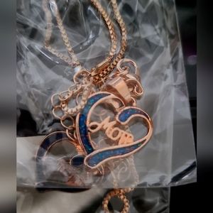 Mom necklace Rose Gold(blue)heart